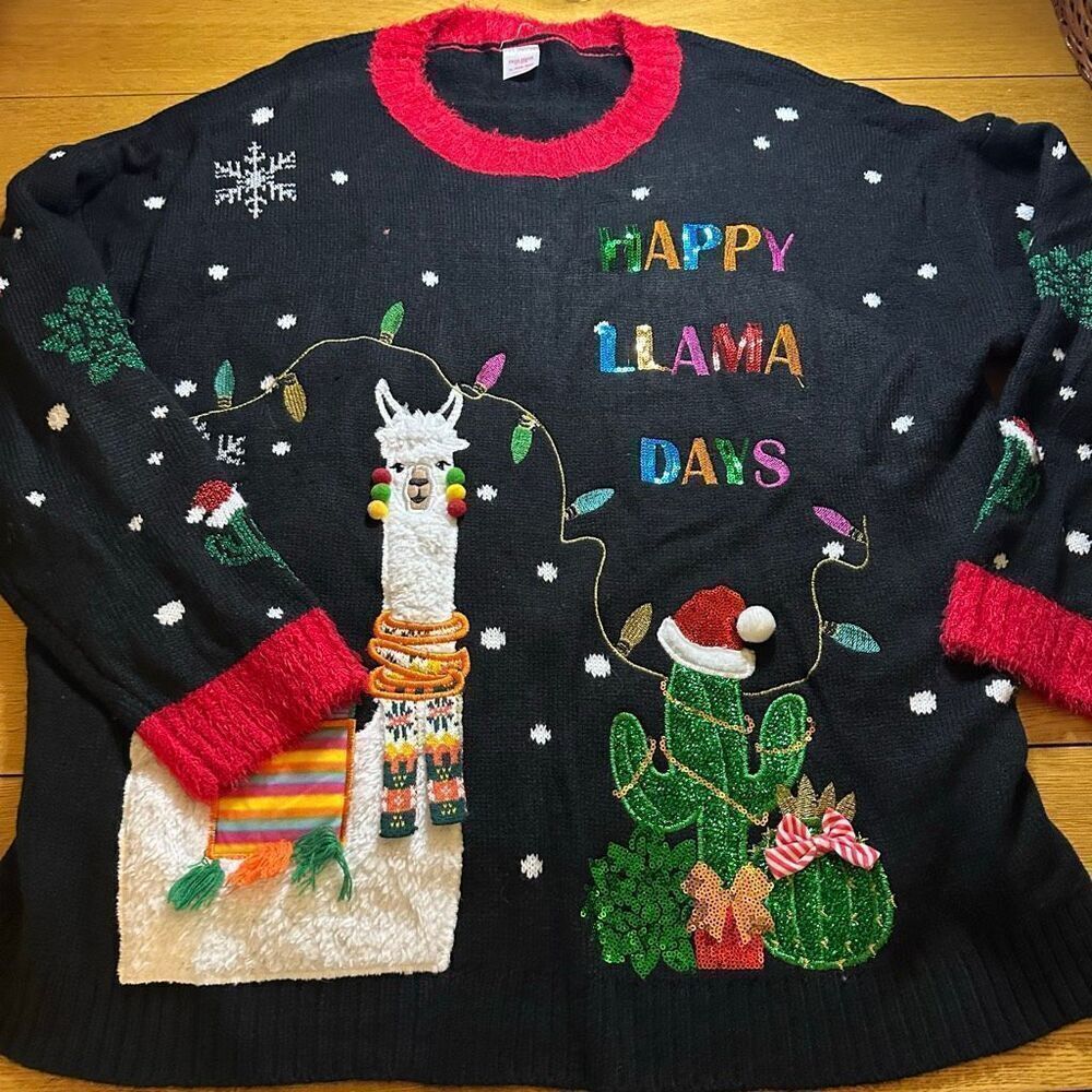 Happy Llama Days ugly Christmas sweater 1x